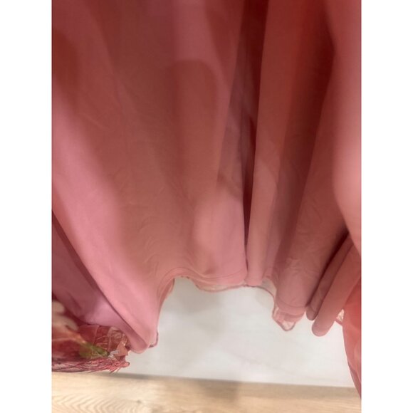 Aidan Mattox By Adrianna Papell Pink Floral Embroidered Midi Dress Size 16 Made - Picture 7 of 7